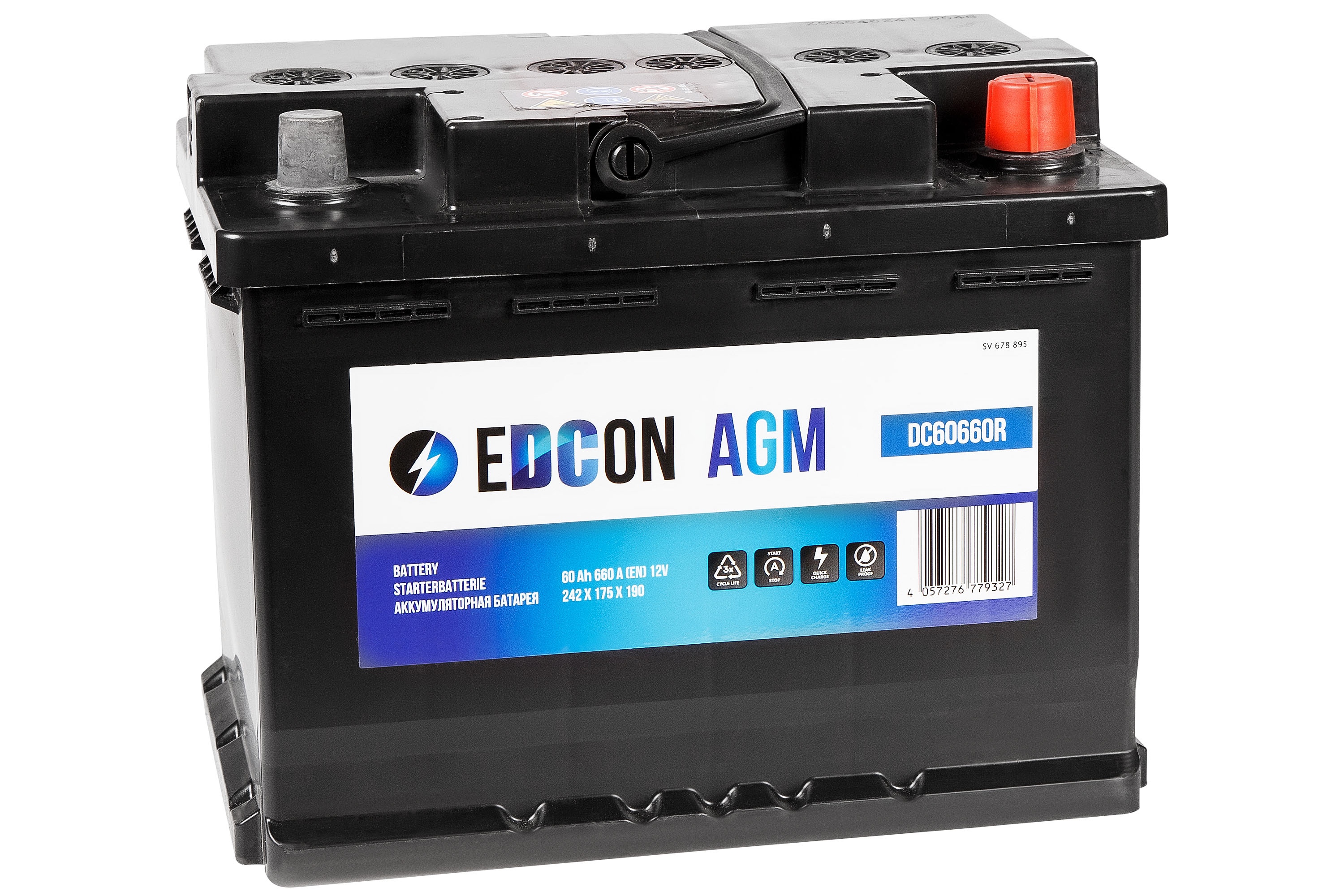 Аккумулятор Edcon DC60660R 60Ah 660A — купить в Алматы | AutoOstrov.kz
